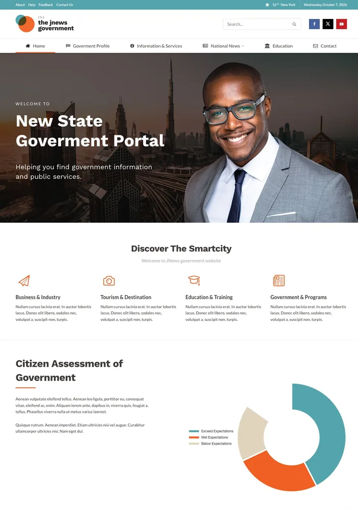 Government homepage with New State Government Portal slider