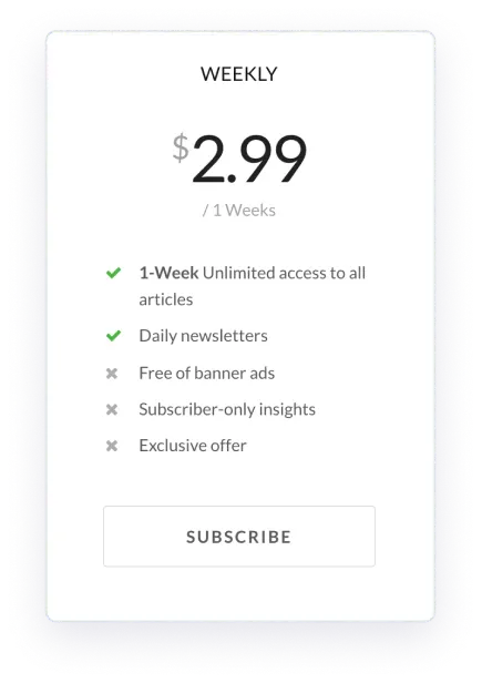 pricing table left monetization