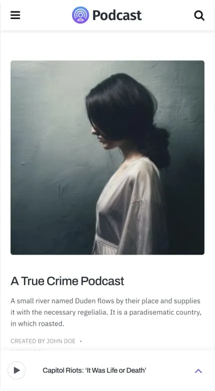podcast list panel