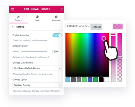slider content setting