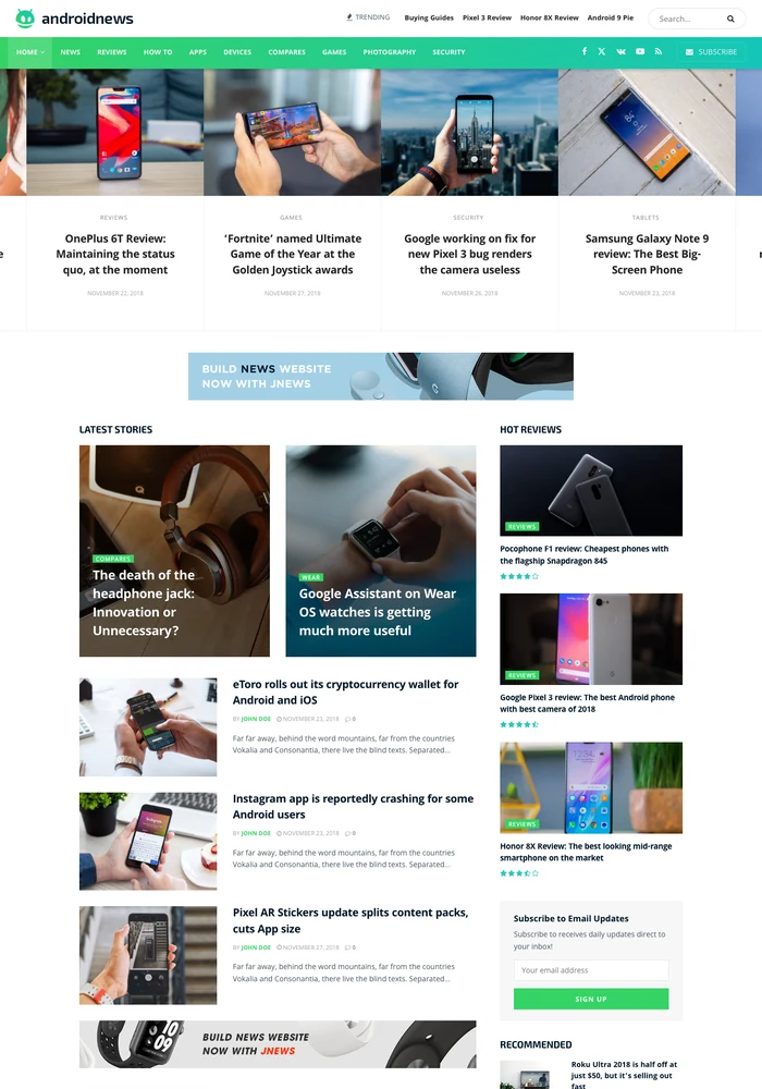 Android News website preview