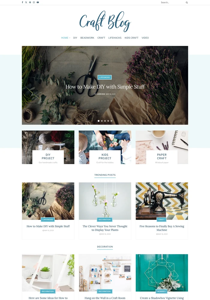 Craft Blog website preview