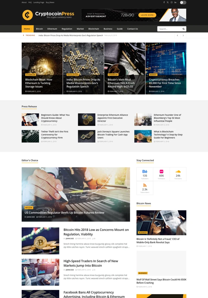 Crypto News website preview