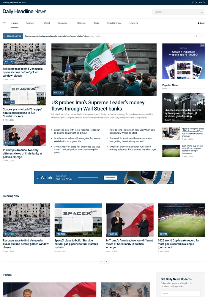 Daily News website preview