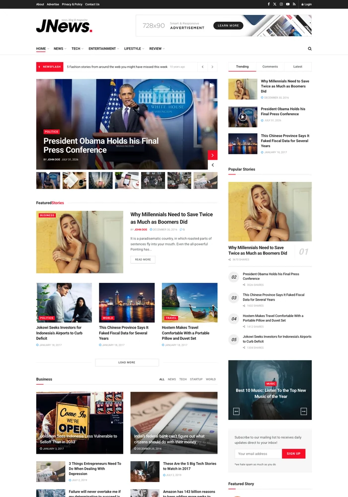 News (Default) website preview