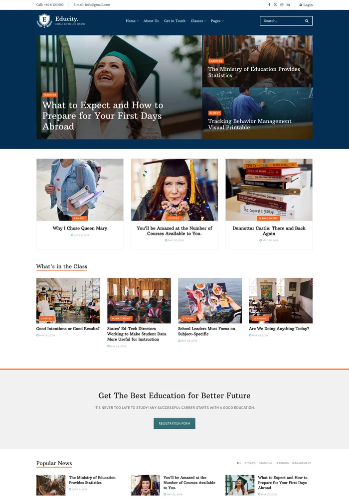 Education News website preview
