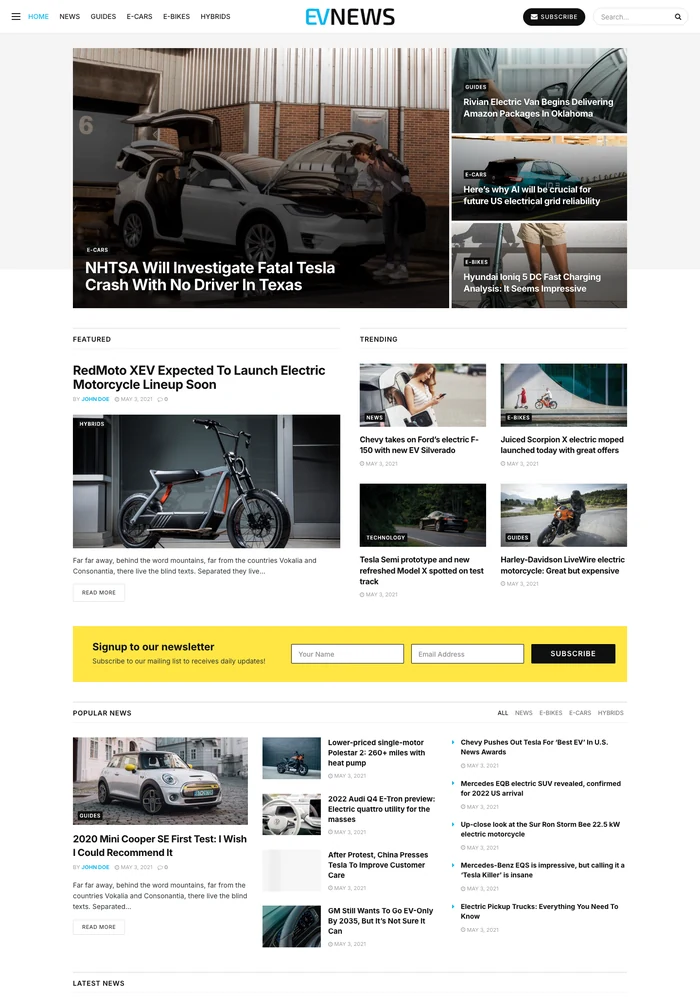 EVNews website preview