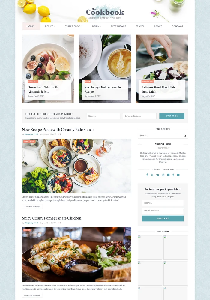 Food website preview