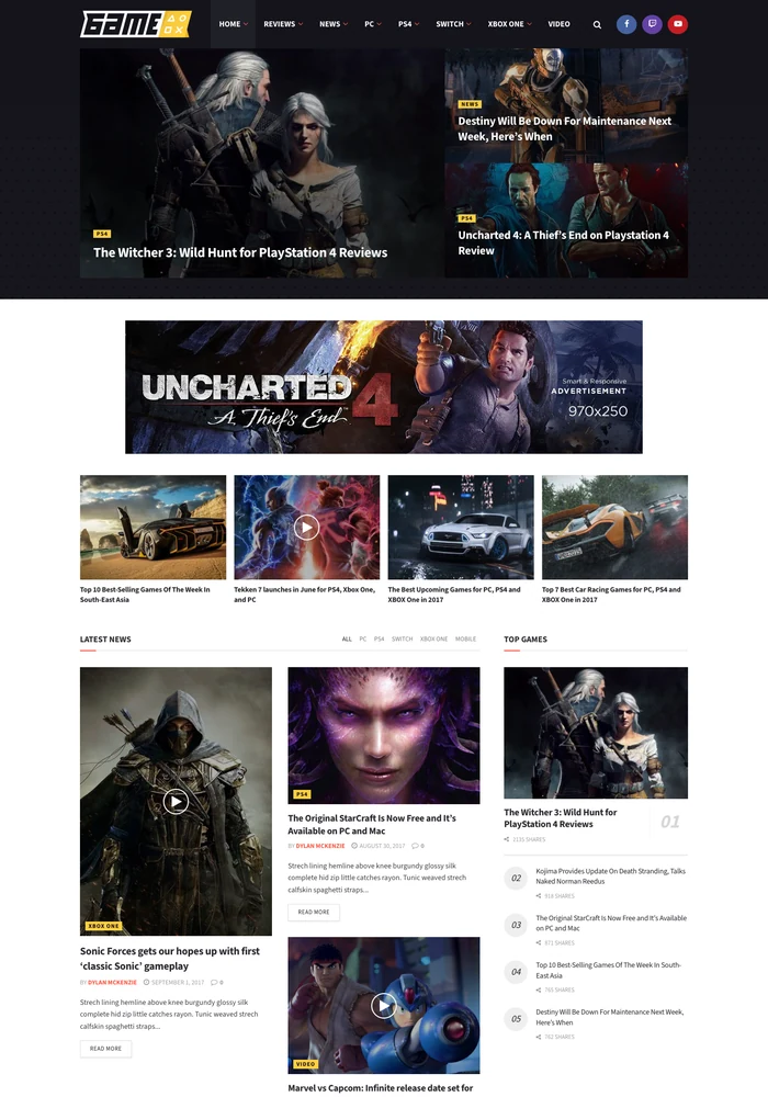 Game website preview