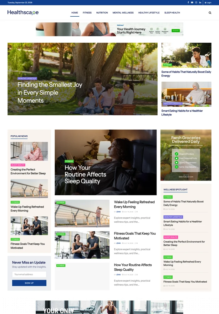 Health News website preview