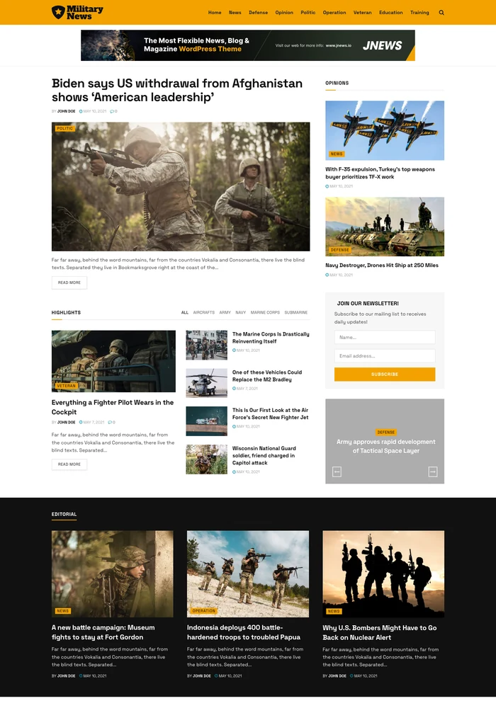 Military News website preview