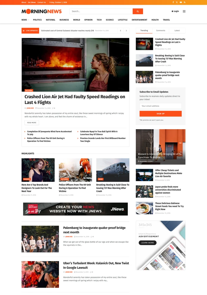 Morning News website preview