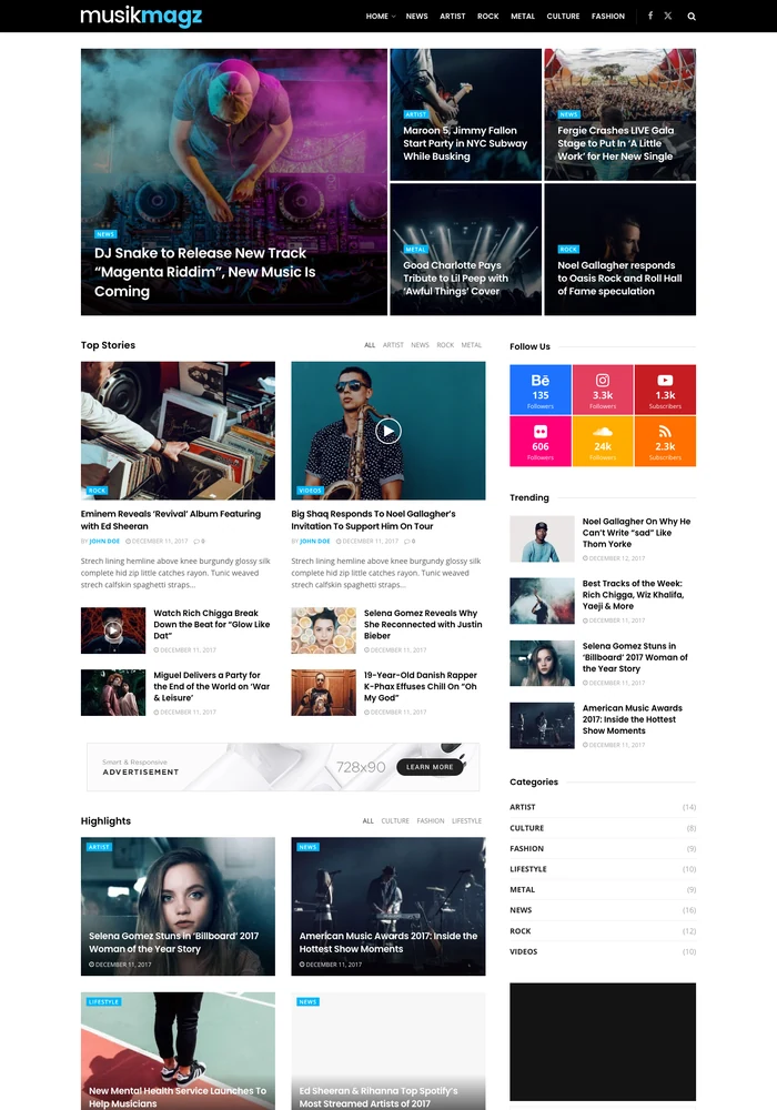 Music Magazine website preview