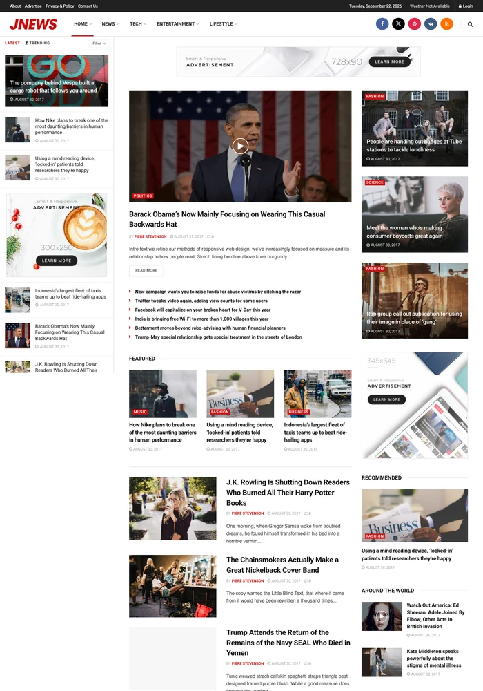 News website preview