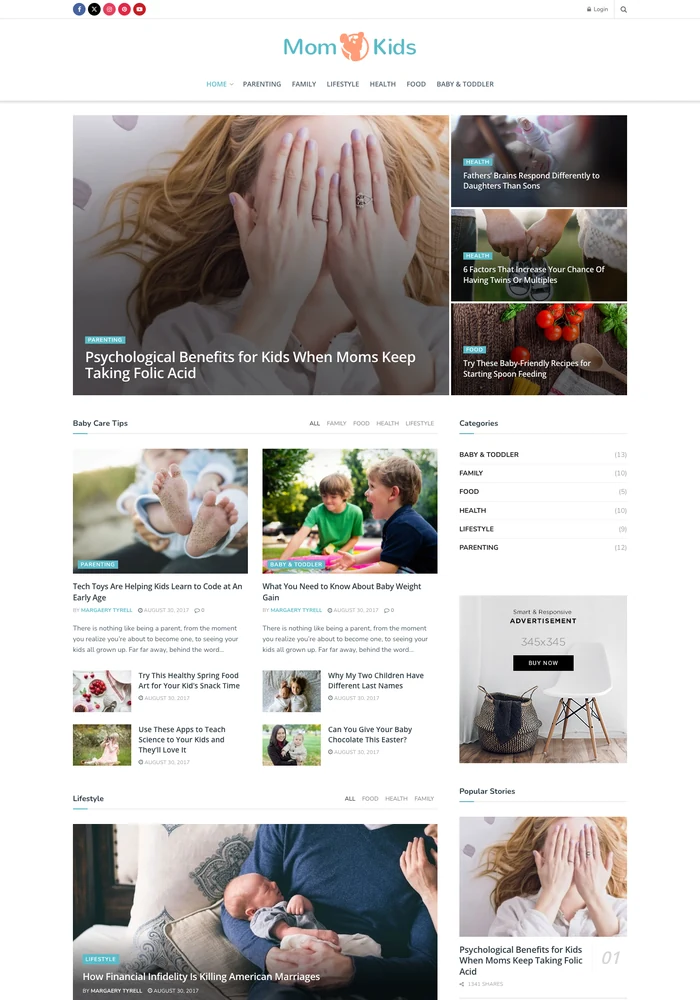 Parenting News website preview