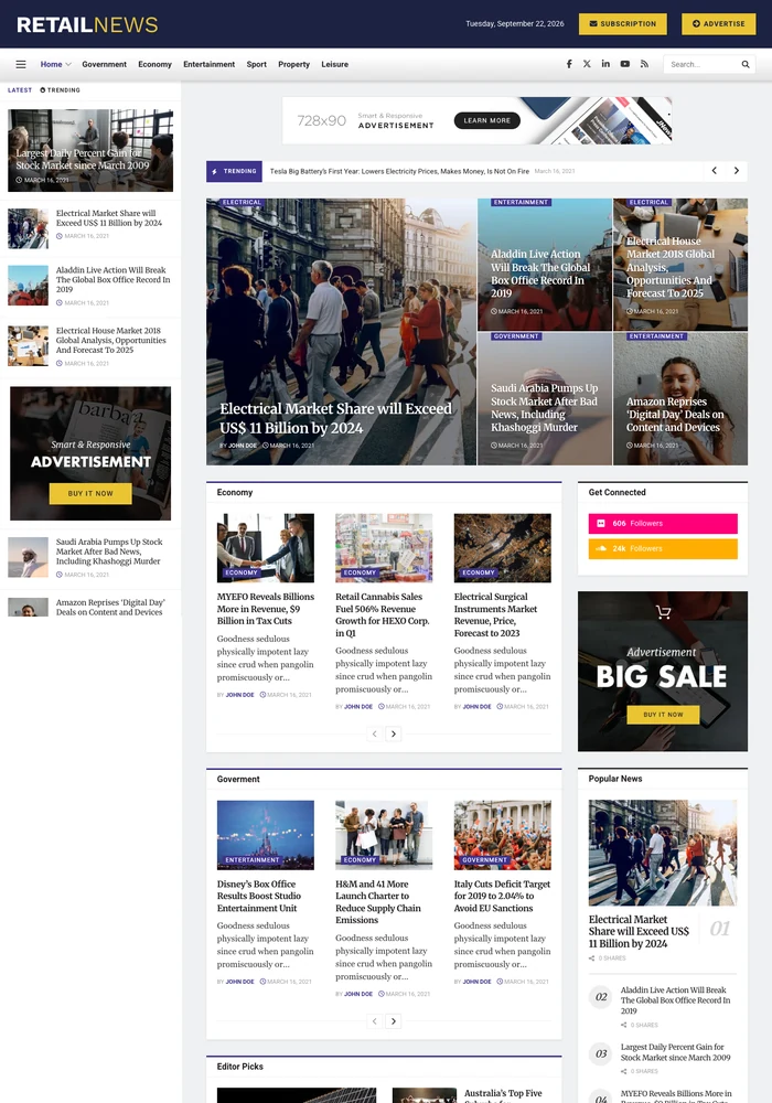 Retail News website preview
