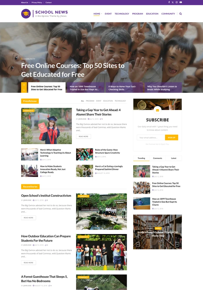 School News website preview