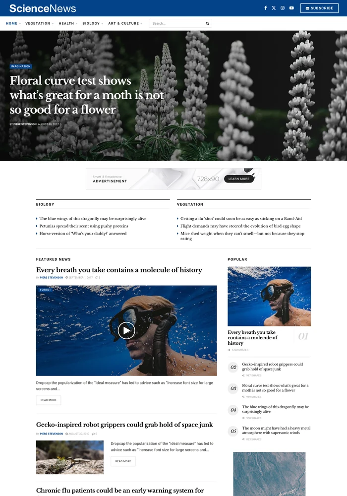 Science News website preview