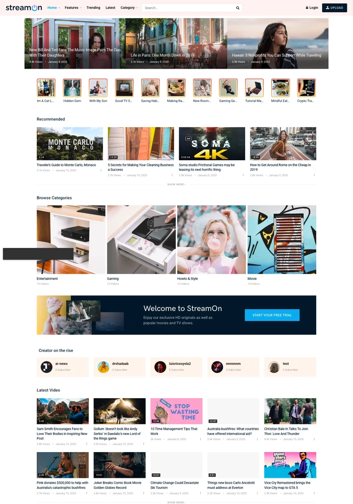 StreamOn website preview