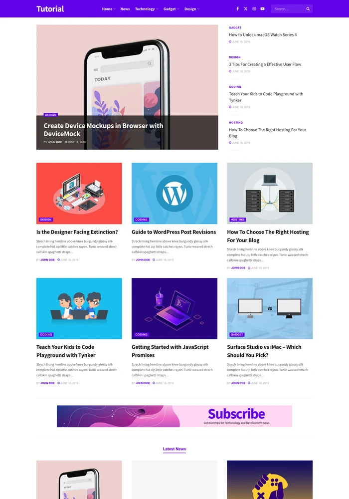 Tutorial website preview