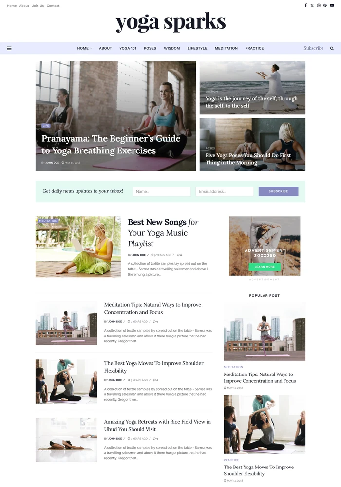 Yoga News website preview